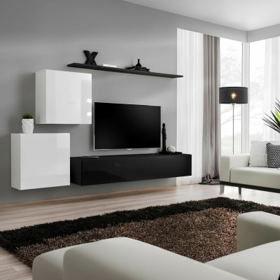 Mobile porta TV in legno completo di 4 pezzi di lusso Nuovo 2x armadio da parete Design Stand TV.