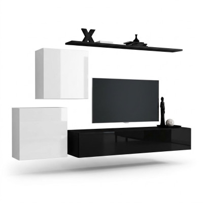 Mobile porta TV in legno completo di 4 pezzi di lusso Nuovo 2x armadio da parete Design Stand TV.