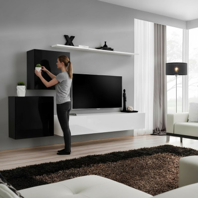 Soggiorno Parete attrezzata Bianco Design Porta TV Credenza Mobili Armadio a muro