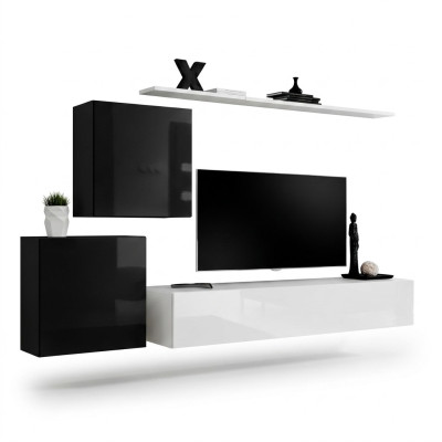 Soggiorno Parete attrezzata Bianco Design Porta TV Credenza Mobili Armadio a muro