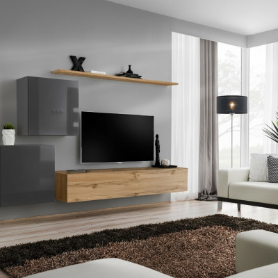 Soggiorno Set di mobili parete attrezzata supporto TV credenza mensola legno lusso armadio a muro