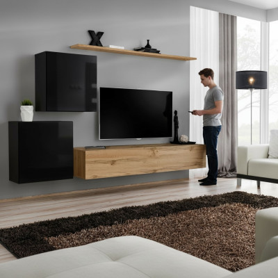 Moderno mobile porta TV marrone di design per soggiorno in legno moderno.