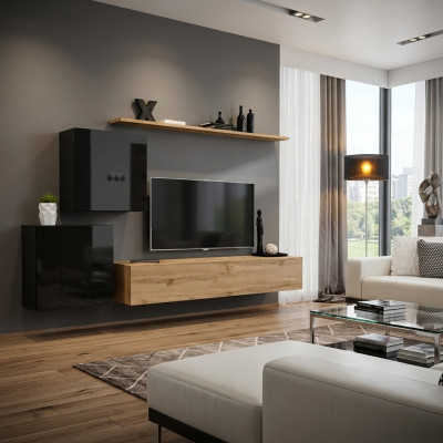 Moderno mobile porta TV marrone di design per soggiorno in legno moderno.