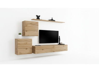 Mobili da soggiorno in legno moderni con set 4 pezzi: mobile porta TV, parete attrezzata.