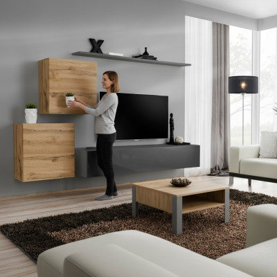 Mobili da soggiorno design moderni parete attrezzata per soggiorno mensola grigia