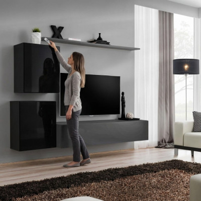 Set di mobili per il soggiorno Designer Parete attrezzata Credenza 2x Pensile 4 pezzi Designer Nuovo