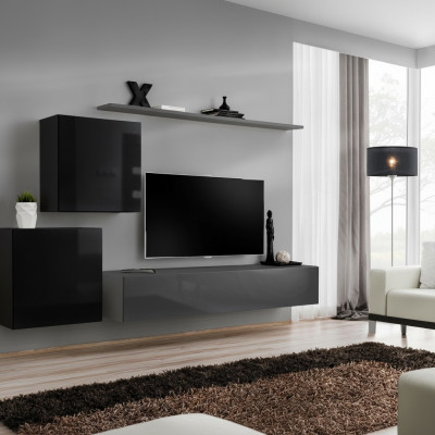 Set di mobili per il soggiorno Designer Parete attrezzata Credenza 2x Pensile 4 pezzi Designer Nuovo