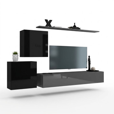 Set di mobili per il soggiorno Designer Parete attrezzata Credenza 2x Pensile 4 pezzi Designer Nuovo