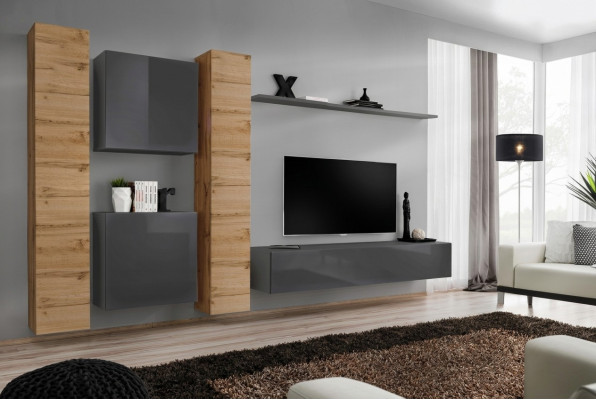 Designer parete attrezzata a parete Mensole in legno Mobili in legno di lusso per il soggiorno Stile di mobili in legno moderno
