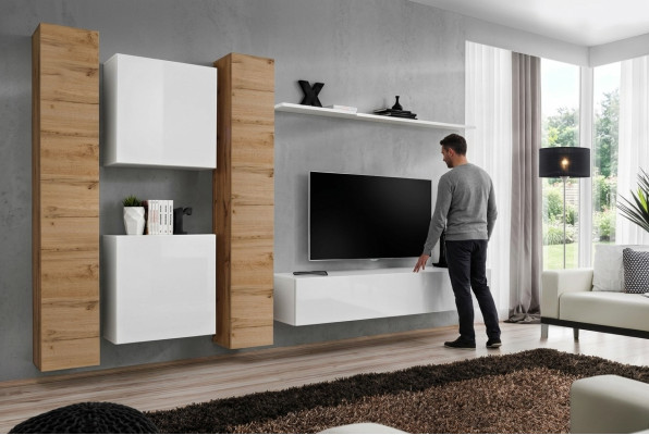 Mobile soggiorno bianco mobili in legno armadio armadio da parete designer completo parete scaffale