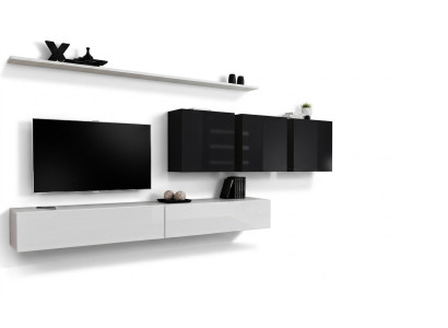 Mobile porta TV bianco 2x, credenza, mobile da soggiorno, armadio a parete, designatore.