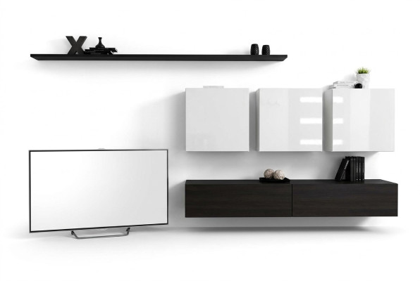 Mobili da soggiorno moderni di design in legno nero, mobile porta TV