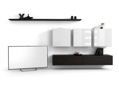 Mobili da soggiorno moderni di design in legno nero, mobile porta TV