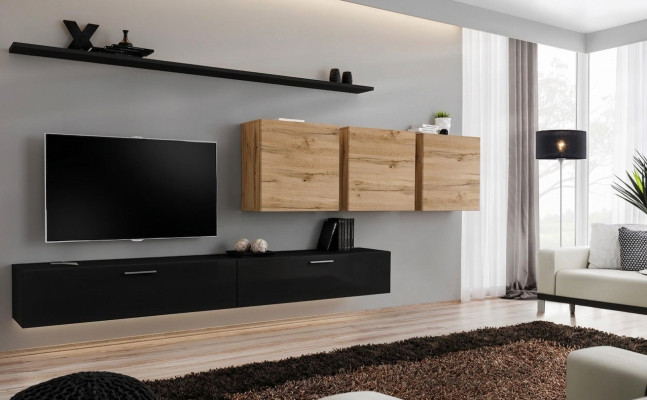 Set completo di 7 pezzi, mobile porta TV sideboard, mobili da soggiorno moderni.