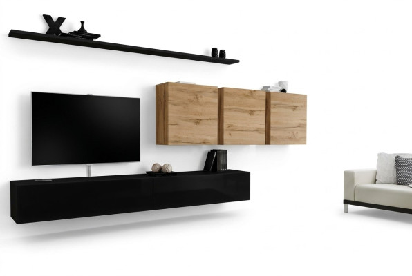 Set completo di 7 pezzi, mobile porta TV sideboard, mobili da soggiorno moderni.