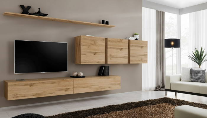 Mobile soggiorno Scaffale parete Scaffale design Mobiletto Mobili in legno Marrone