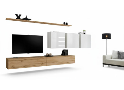 Set completo parete attrezzata moderna supporto TV credenza arredamento design mensola a parete