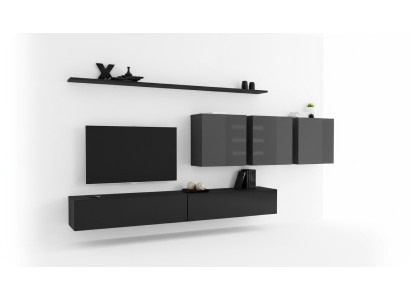 Mobili da soggiorno con design per TV, 3 armadi a parete, mobile porta TV, 7 pezzi.