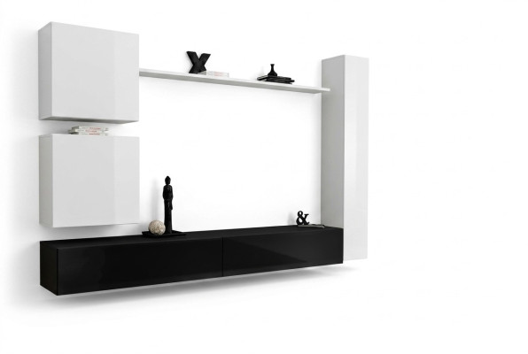 Mobile porta TV in stile designer con 3 armadi e 6 pezzi in legno.
