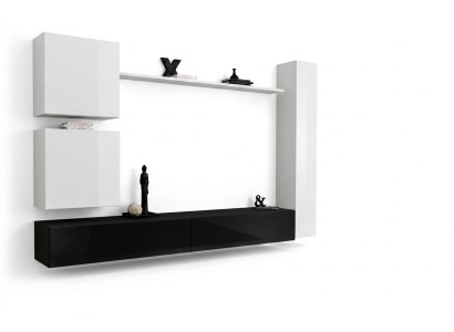 Mobile porta TV in stile designer con 3 armadi e 6 pezzi in legno.
