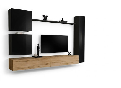 Soggiorno di lusso Arredamento parete soggiorno nero Armadio a parete Mobili in legno Stile Design