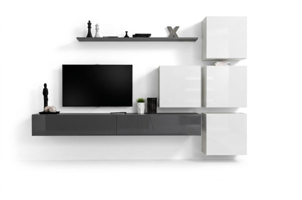 Grigio mensola da parete con supporto TV di lusso completo stile moderno soggiorno nuovo arredamento