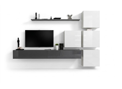 Grigio mensola da parete con supporto TV di lusso completo stile moderno soggiorno nuovo arredamento