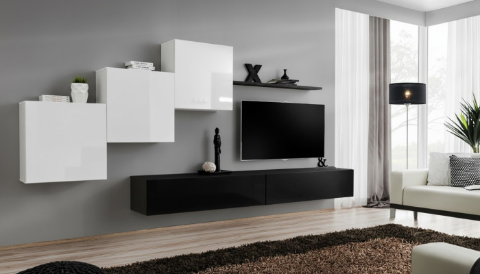 Mobile TV nero completo mensola TV mensola a parete armadio a muro design di lusso