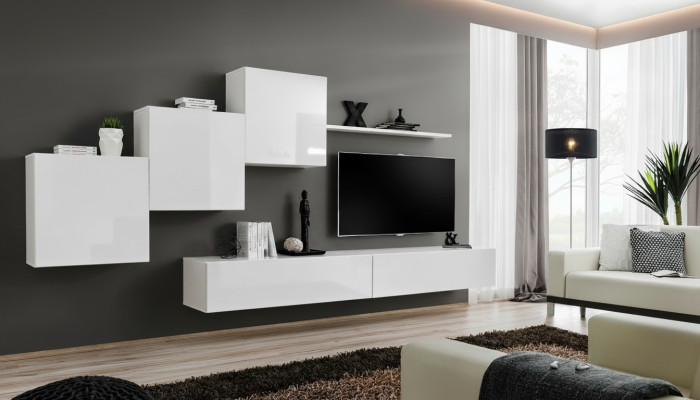 Mobile porta TV Bianco, credenza, scaffali per il soggiorno moderni in legno nuovo.