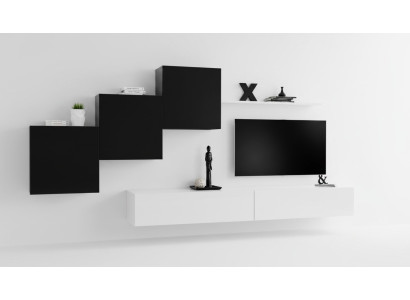 Soggiorno completo di design 3x armadi sospesi Bianco Sideboard 6 pezzi Sistema da parete Nuovo