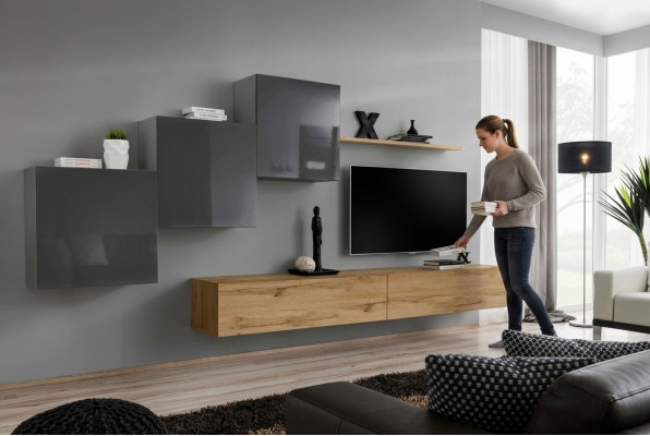 Lusso bianco moderno designer parete attrezzata sideboard supporto TV marrone soggiorno