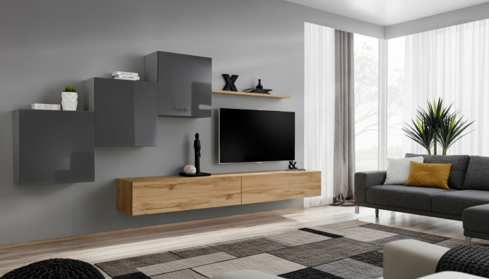 Lusso bianco moderno designer parete attrezzata sideboard supporto TV marrone soggiorno