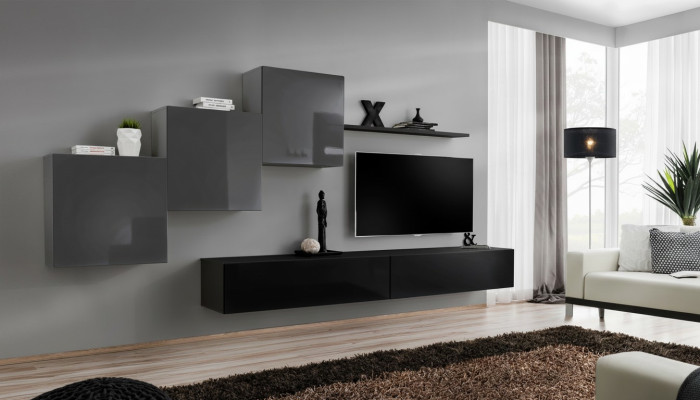 Mobile porta TV nero moderno con soggiorno e mobili da soggiorno nuovi