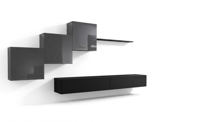 Mobile porta TV nero moderno con soggiorno e mobili da soggiorno nuovi