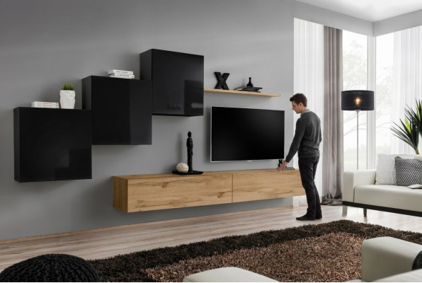 Mobile porta TV marrone set da parete per soggiorno mobile porta TV credenza mensole a muro nuove