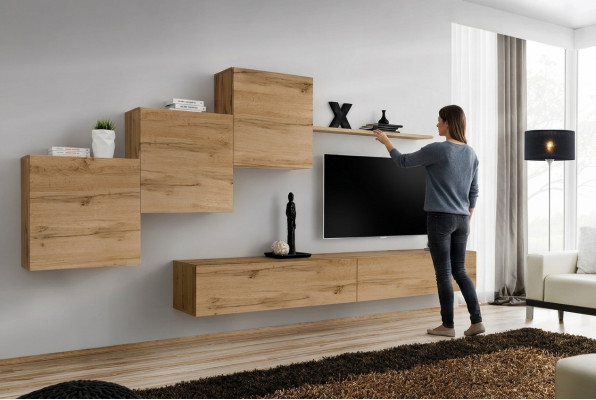 Designer parete attrezzata marrone supporto TV moderno credenza mensola armadietto a parete 6 pezzi