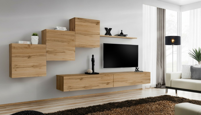 Designer parete attrezzata marrone supporto TV moderno credenza mensola armadietto a parete 6 pezzi