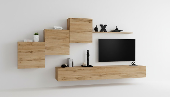 Designer parete attrezzata marrone supporto TV moderno credenza mensola armadietto a parete 6 pezzi