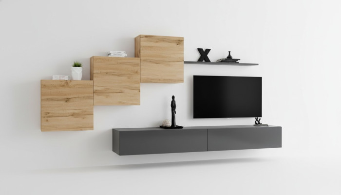 Mobili da soggiorno di design Scaffale grigio per TV Supporto TV moderno Mensola a parete