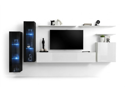 Design Armadio a parete bianca Mensola a parete Stand TV di lusso Vetrina soggiorno Nuovo