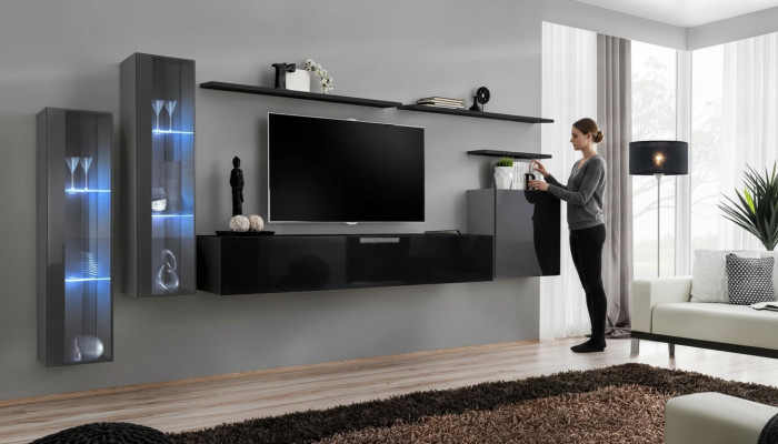 Designer Nero parete vivente credenza appendiabiti TV Stand lusso Set