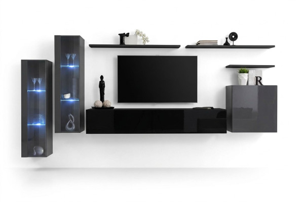 Designer Nero parete vivente credenza appendiabiti TV Stand lusso Set
