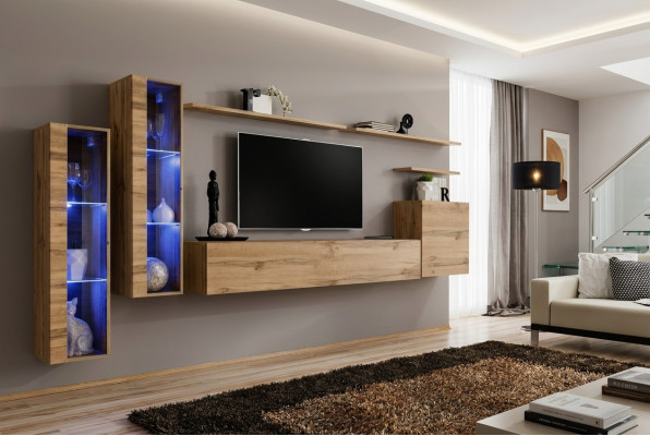Set di mobili per soggiorno 7 pezzi di lusso Mobili di design Armadio a muro Mensola a muro