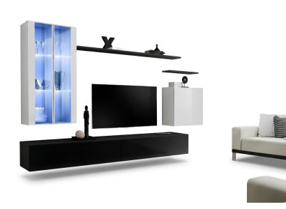 Soggiorno Nero Supporto TV Designer Completo Set Scaffale a Parete Moderno Nuovo Mobili