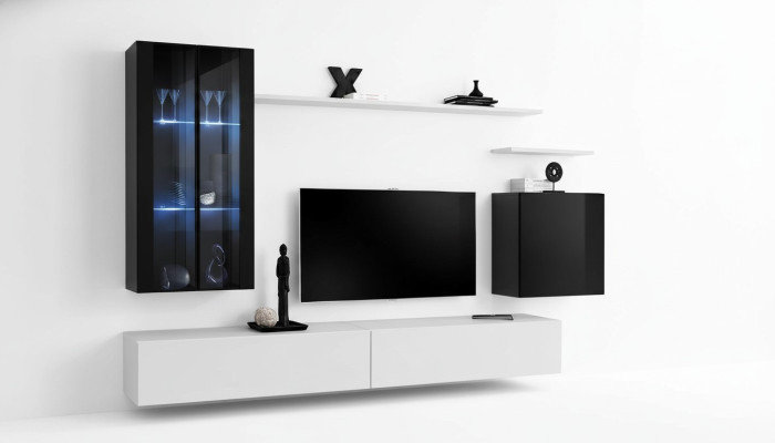 Set completo soggiorno 7 pezzi mobili soggiorno parete attrezzata in legno arredo nuovo