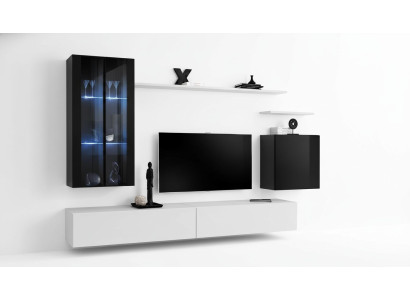 Set completo soggiorno 7 pezzi mobili soggiorno parete attrezzata in legno arredo nuovo