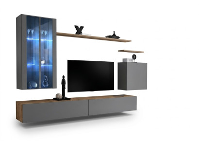 Set di mobili per TV 7 pezzi. Parete attrezzata, mobile TV, vetrina, mobile sospeso. Design nuovo.