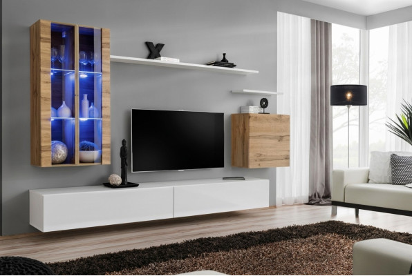 Bianco nuovo parete attrezzata TV cabinet armadietto in legno stile di lusso moderno.