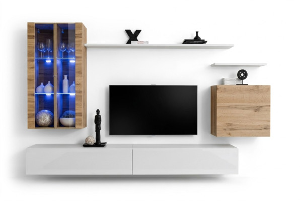 Bianco nuovo parete attrezzata TV cabinet armadietto in legno stile di lusso moderno.