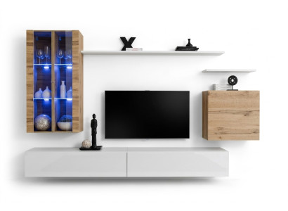 Bianco nuovo parete attrezzata TV cabinet armadietto in legno stile di lusso moderno.